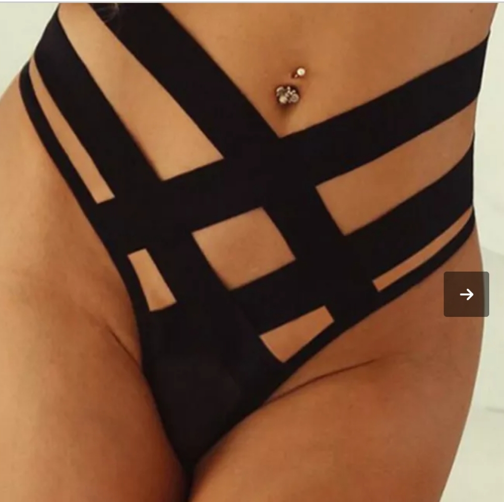 New, Black High Waist Crisscross Panties